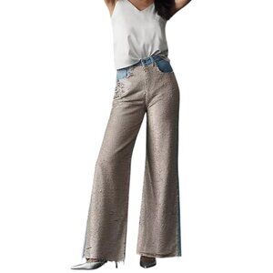 Anthropologie Pilcro Sequin Front High Rise Flare Leg Skater Jeans, Size 28, NWT